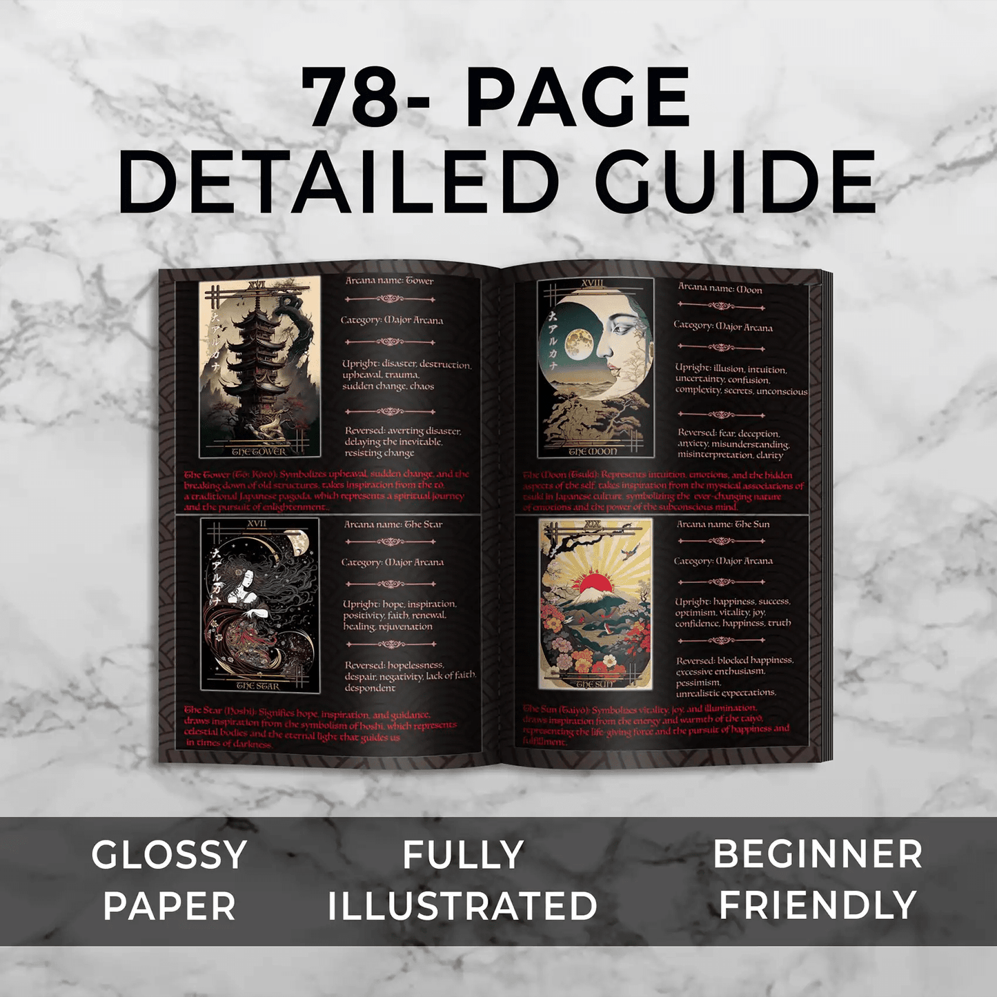 Reitekina Tabi (Tarot Rider–Waite, 78 Cards, Gold foil, Matte Finish, German Black Core Stock) - ManeoShop