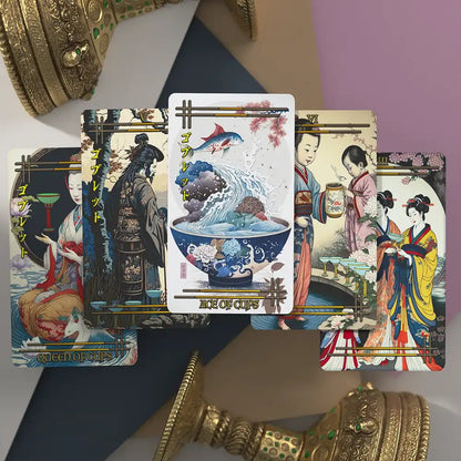 Reitekina Tabi (Tarot Rider–Waite, 78 Cards, Gold foil, Matte Finish, German Black Core Stock) - ManeoShop