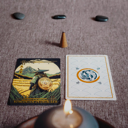 Reitekina Tabi (Tarot Rider–Waite, 78 Cards, Gold foil, Matte Finish, German Black Core Stock) - ManeoShop