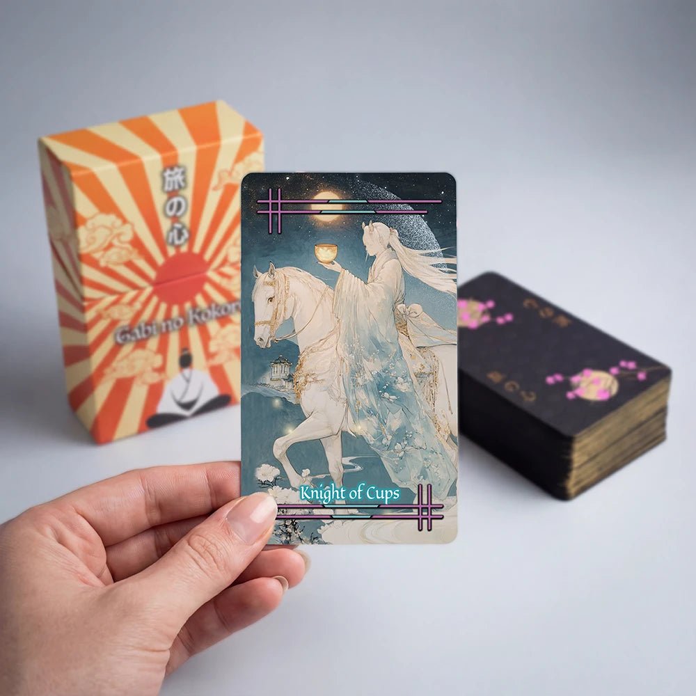 Tabi no Kokoro (Tarot Rider–Waite, 78 Cards, 350gsm Matte, Black Edges, Pink Metallic Foil) - ManeoShop