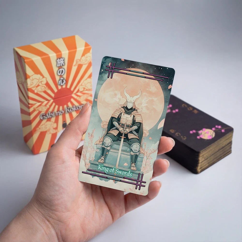 Tabi no Kokoro (Tarot Rider–Waite, 78 Cards, 350gsm Matte, Black Edges, Pink Metallic Foil) - ManeoShop