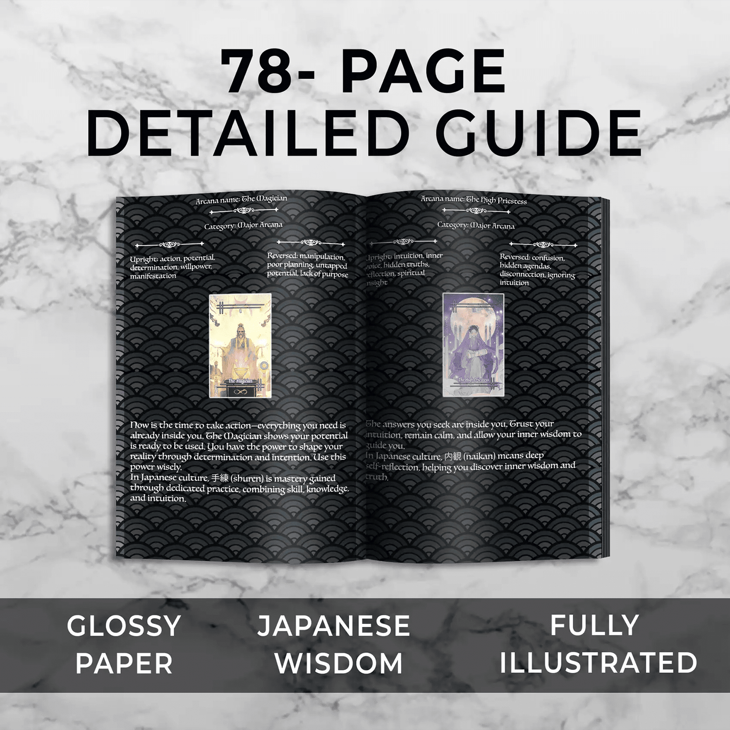 Tabi no Kokoro (Tarot Rider–Waite, 78 Cards, 350gsm Matte, Black Edges, Pink Metallic Foil) - ManeoShop