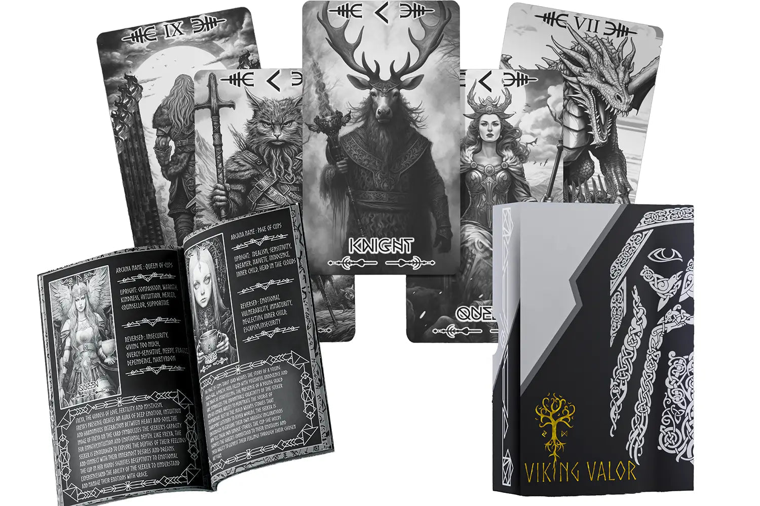 Viking Valor (Tarot Rider–Waite, 78 cards, Matte Finish, German Black Core Stock) - ManeoShop