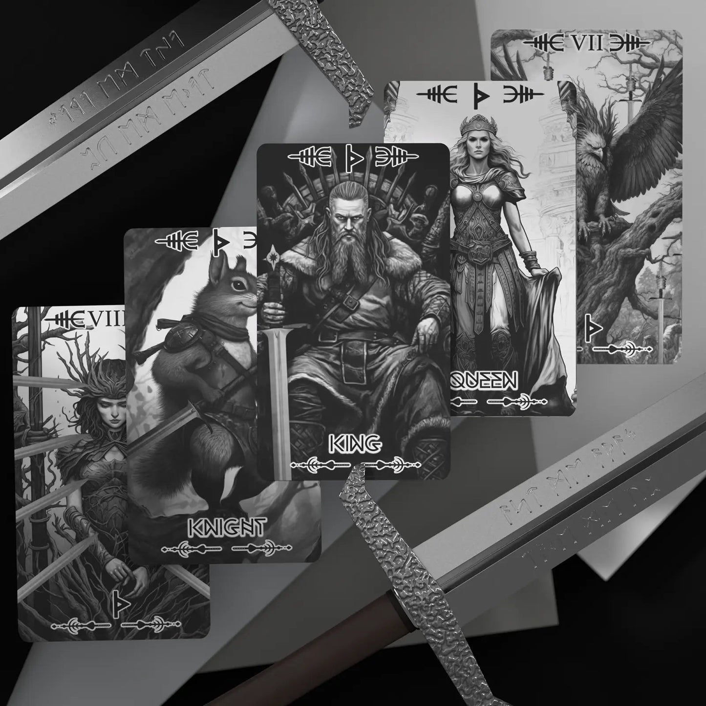 Viking Valor (Tarot Rider–Waite, 78 cards, Matte Finish, German Black Core Stock) - ManeoShop