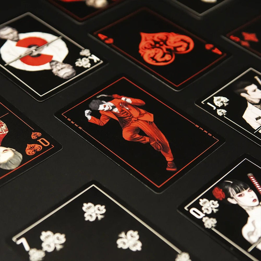 Yakuza Playing Cards court cards and Joker with tattooed yakuza characters on black