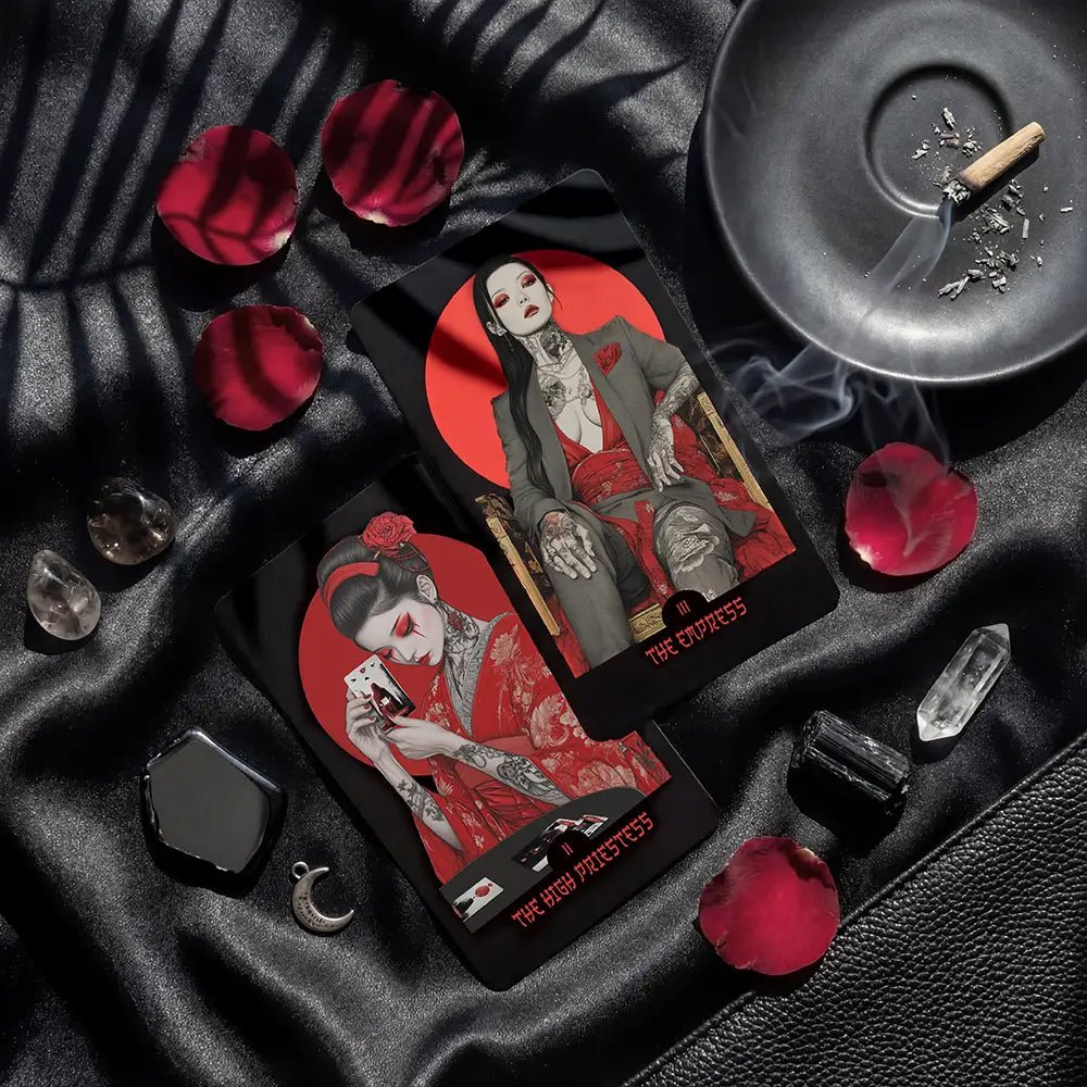 Yakuza Tarot (Tarot Rider–Waite, 81 Cards, Anti - Scratch Linen, Matte Edges, Printed Guidebook) - ManeoShop