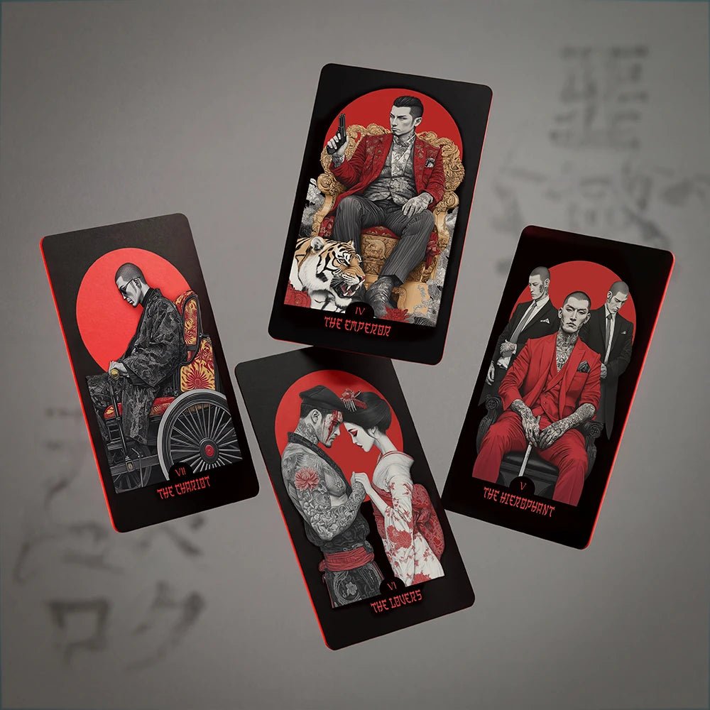 Yakuza Tarot (Tarot Rider–Waite, 81 Cards, Anti - Scratch Linen, Matte Gilded Edges, Printed Guidebook) - ManeoShop