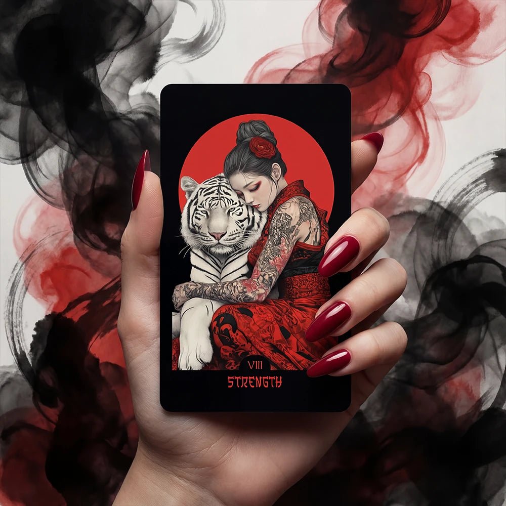 Yakuza Tarot (Tarot Rider–Waite, 81 Cards, Anti - Scratch Linen, Matte Gilded Edges, Printed Guidebook) - ManeoShop