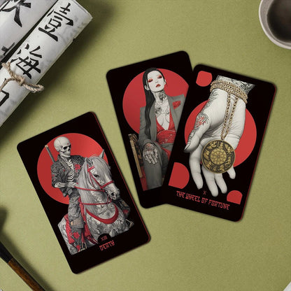 Yakuza Tarot (Tarot Rider–Waite, 81 Cards, Anti - Scratch Linen, Matte Gilded Edges, Printed Guidebook) - ManeoShop