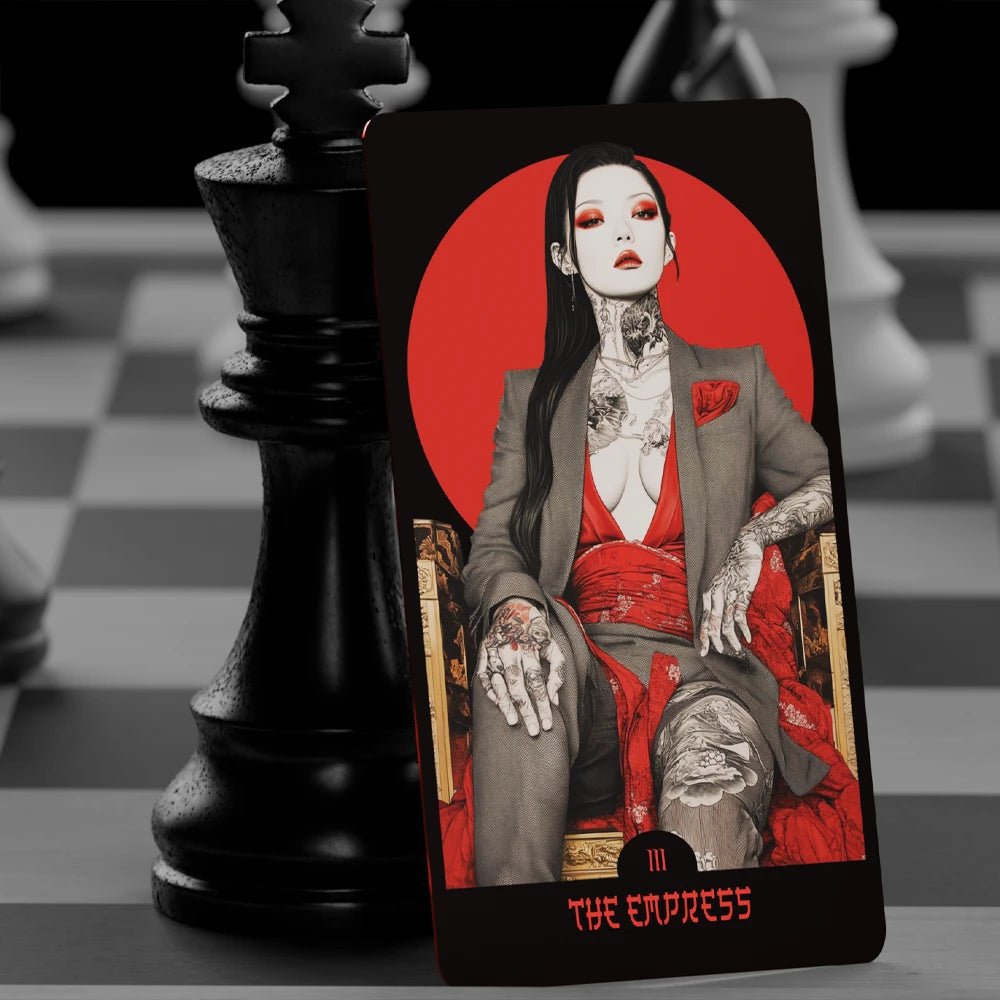 Yakuza Tarot (Tarot Rider–Waite, 81 Cards, Anti - Scratch Linen, Matte Gilded Edges, Printed Guidebook) - ManeoShop