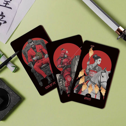 Yakuza Tarot (Tarot Rider–Waite, 81 Cards, Anti - Scratch Linen, Matte Gilded Edges, Printed Guidebook) - ManeoShop